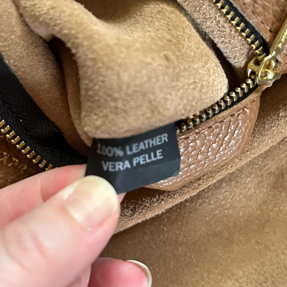 Kurt Geiger London Violet Leather Hobo Bag Warm Brown/Tan Boho Chic Quiet Luxury